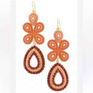 Stella & Dot Gold Floral Drop Earrings